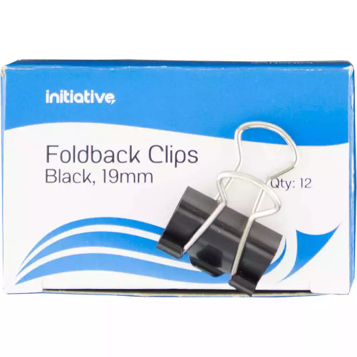 Picture of INITIATIVE FOLDBACK CLIP 19MM BLACK PACK 12