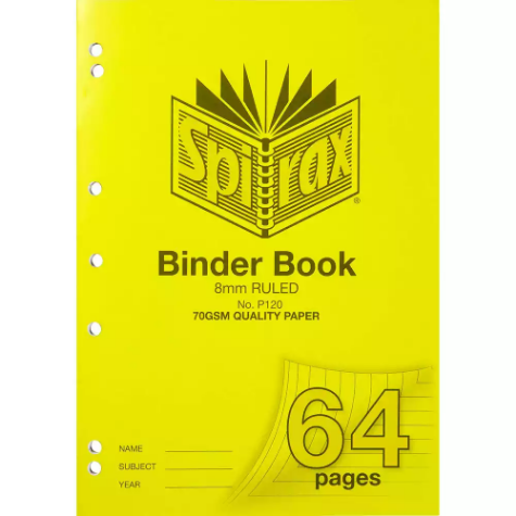 Picture of SPIRAX P120 BINDER BOOK 8MM RULED 70GSM 64 PAGE A4