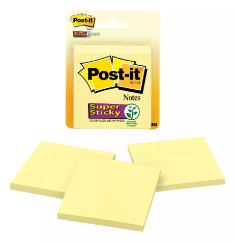 Picture of POST-IT 654-12SSCY SUPER STICKY NOTES 76 X 76MM YELLOW PACK 12