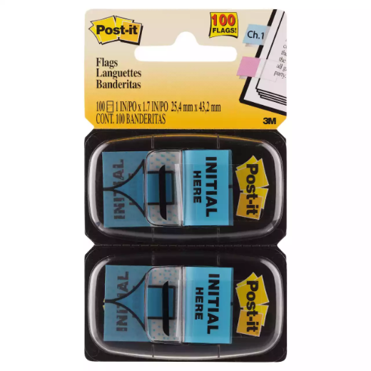 Picture of POST-IT 680-IH2 INITIAL HERE FLAGS BLUE TWIN PACK 100