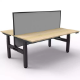 Picture of RAPIDLINE BOOST PLUS HEIGHT ADJUSTABLE DOUBLE SIDED WORKSTATION WITH SCREEN 1500 X 750MM NATURAL OAK TOP / BLACK FRAME / GREY SCREEN