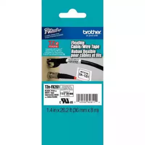 Picture of BROTHER TZE-FX261 FLEXIBLE LABELLING TAPE 36MM BLACK ON WHITE