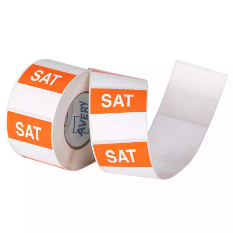 Picture of AVERY 937341 REMOVABLE DAY LABEL SATURDAY 40 X 40MM ORANGE/WHITE BOX 500