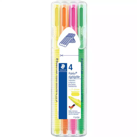 Picture of STAEDTLER TRIPLUS TEXTSURFER HIGHLIGHTER ASSORTED PACK 4