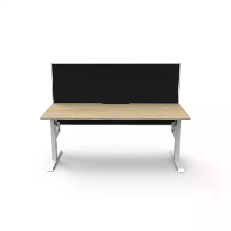 Picture of RAPIDLINE BOOST STATIC SINGLE SIDED WORKSTATION WITH SCREEN 1800MM NATURAL OAK TOP / WHITE FRAME / BLACK SCREEN