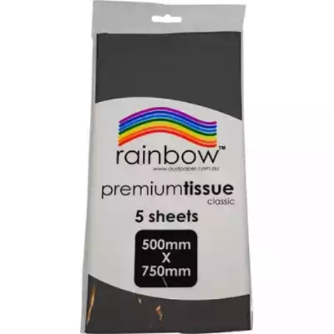 Picture of RAINBOW PREMIUM TISSUE PAPER 17GSM 500 X 750MM BLACK PACK 5