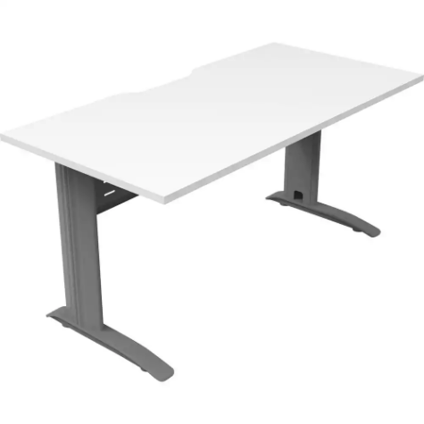 Picture of DELUXE RAPID SPAN STRAIGHT DESK WITH METAL MODESTY PANEL 1200 X 750 X 730MM SILVER/NATURAL WHITE