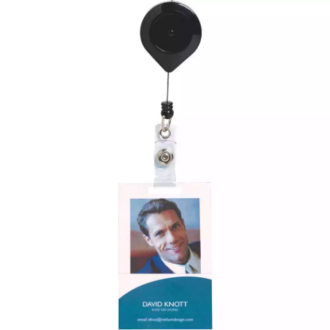 Picture of REXEL ID RETRACTABLE CARD HOLDER REEL LOCKABLE BLACK HANGSELL