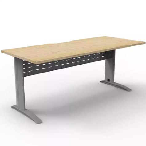 Picture of DELUXE RAPID SPAN STRAIGHT DESK WITH METAL MODESTY PANEL 1800 X 750 X 730MM SILVER/NATURAL OAK