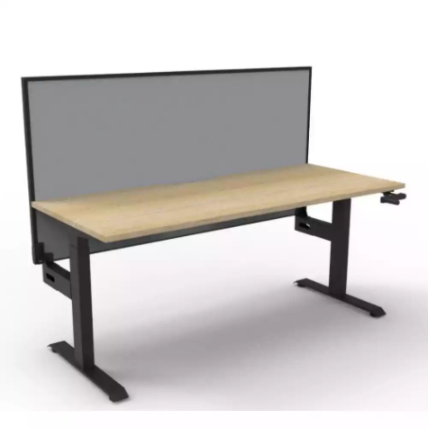 Picture of RAPIDLINE BOOST CRANK SINGLE SIDED WORKSTATION WITH SCREEN 1200 X 750 X 705MM NATURAL OAK TOP AND BLACK SATIN FRAME