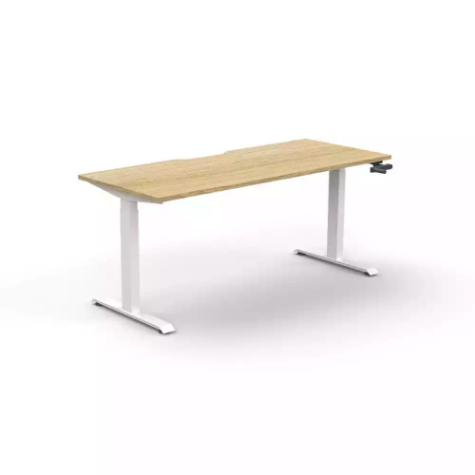 Picture of RAPIDLINE BOOST CRANK SINGLE SIDED WORKSTATION 1200 X 750 X 705MM NATURAL OAK TOP AND WHITE SATIN FRAME