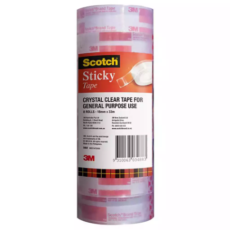 Picture of SCOTCH 502 STICKY TAPE 18MM X 33M PACK 8