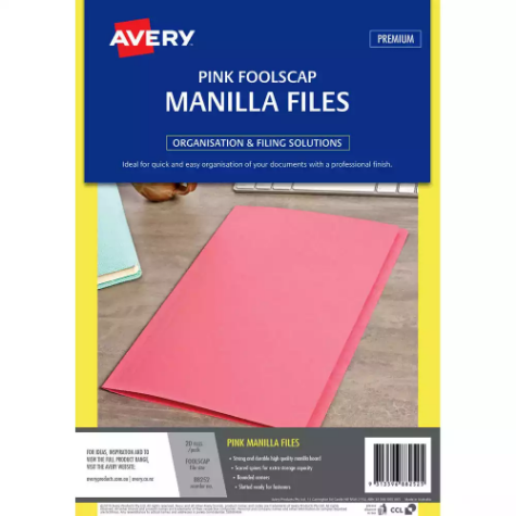 Picture of AVERY 88252 MANILLA FOLDER FOOLSCAP PINK PACK 20