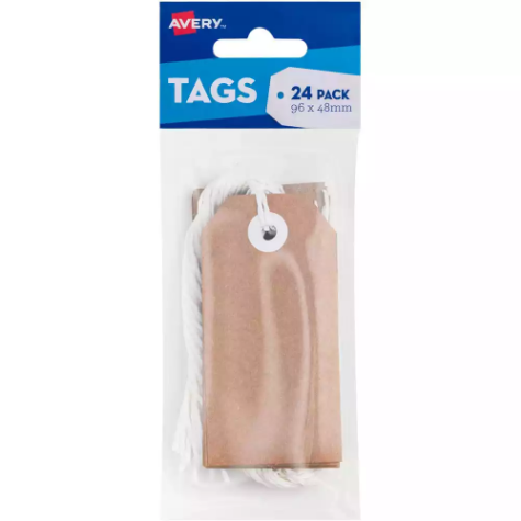 Picture of AVERY 13200 SWING TAGS WITH STRING 96 X 48MM KRAFT BROWN PACK 24