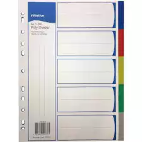 Picture of INITIATIVE DIVIDERS PP 5 TAB A4 ASSORTED COLOURS