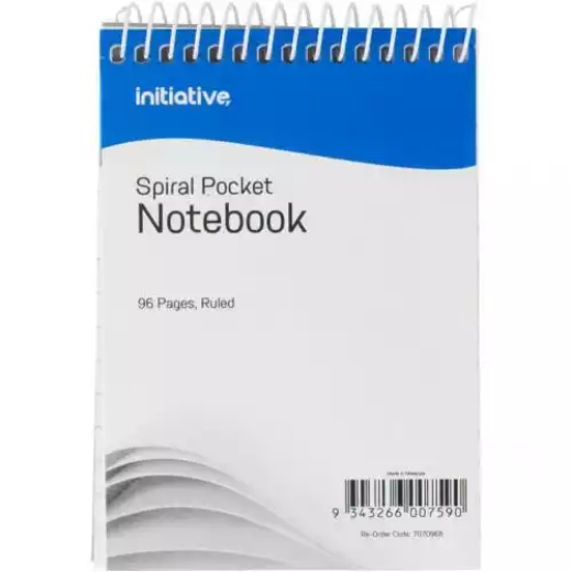 Picture of INITIATIVE SPIRAL NOTEBOOK POCKET TOP BOUND 96 PAGE 112 X 77MM