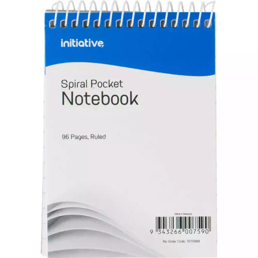 Picture of INITIATIVE SPIRAL NOTEBOOK POCKET TOP BOUND 96 PAGE 112 X 77MM