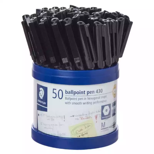 Picture of STAEDTLER 430 STICK BALLPOINT PEN MEDIUM BLACK CUP 50