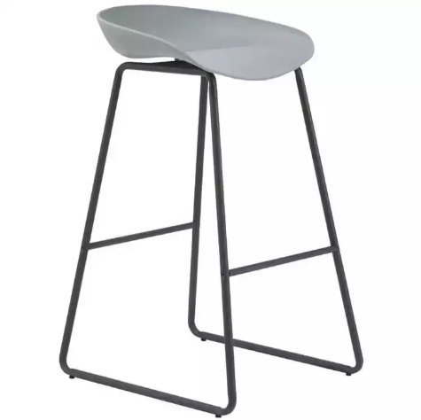 Picture of RAPIDLINE ARIES BARSTOOL BLACK POWDER-COATED FRAME WITH POLYPROPYLENE SHELL SEAT GREY