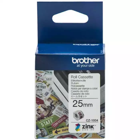 Picture of BROTHER CZ1004 LABEL ROLL 25MM X 5M WHITE