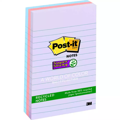 Picture of POST-IT 660-3SSNRP RECYCLED SUPER STICKY LINED NOTES 101 X 152MM BALI PACK 3