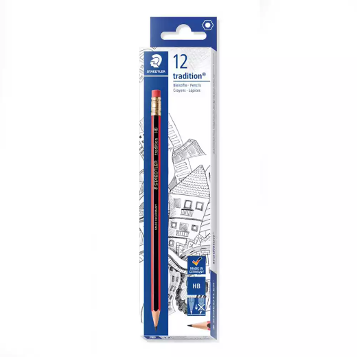 Picture of STAEDTLER 112 TRADITION GRAPHITE PENCILS ERASER END HB BOX 12