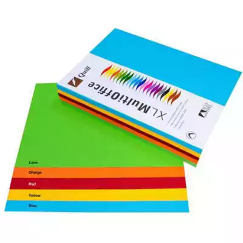 Picture of QUILL XL MULTIOFFICE COLOURED A4 COPY PAPER 80GSM BRIGHTS ASSORTED PACK 500 SHEETS