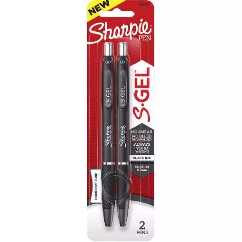 Picture of SHARPIE RETRACTABLE GEL INK PEN 0.7MM BLACK PACK 2