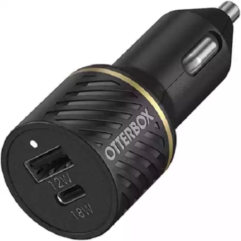 Picture of OTTERBOX 2 PORT CAR CHARGER 30W USB-C 18W + USB-A 12W BLACK SHIMMER