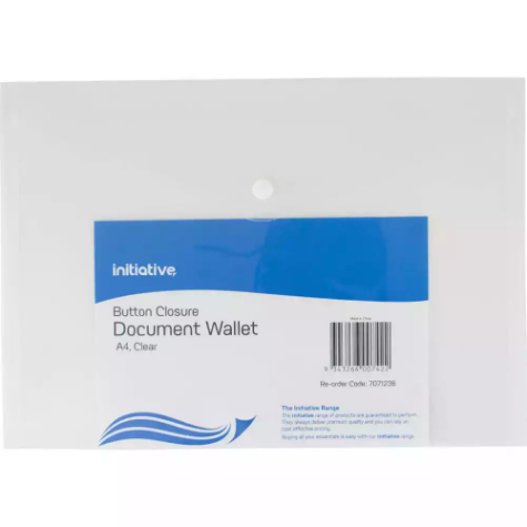 Picture of INITIATIVE DOCUMENT WALLET WITH BUTTON A4 CLEAR