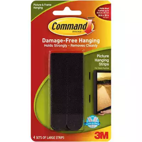 Picture of COMMAND PICTURE HANGING STRIP LARGE BLACK PACK 4 PAIRS