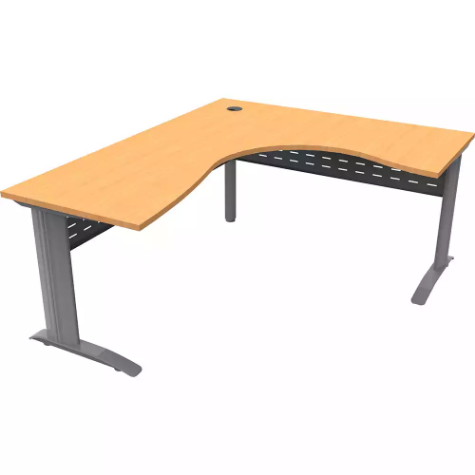 Picture of RAPID SPAN CORNER WORKSTATION WITH METAL MODESTY PANEL 1800 X 1200 X 700MM BEECH/SILVER