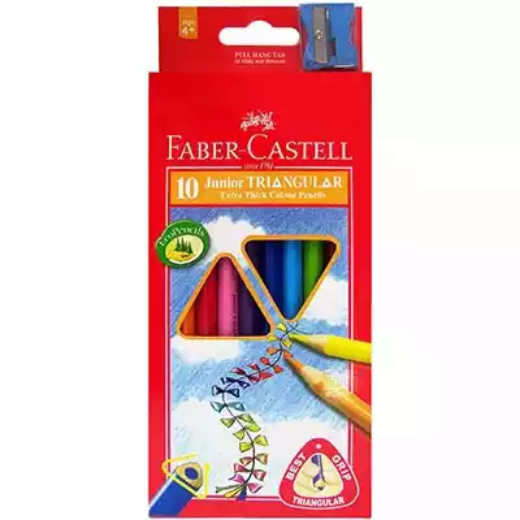 Picture of FABER-CASTELL JUNIOR TRIANGULAR COLOURED PENCILS WITH SHARPENER ASSORTED PACK 10