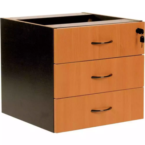 Picture of RAPID WORKER FIXED DESK PEDESTAL 3-DRAWER LOCKABLE 465 X 447 X 454MM BEECH/IRONSTONE