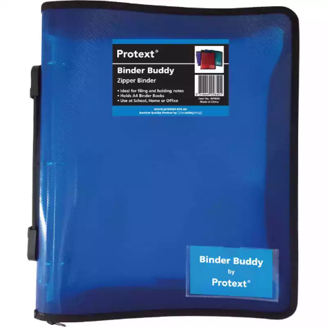 Picture of PROTEXT BINDER BUDDY WITH ZIPPER 3 RING WITH HANDLE 25MM BLUE