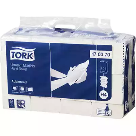 Picture of TORK 170370 H4 ULTRASLIM MULIFOLD HAND TOWEL 150 SHEETS 240 X 210MM WHITE