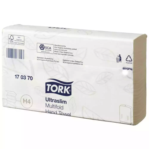 Picture of TORK 170370 H4 ULTRASLIM MULIFOLD HAND TOWEL 150 SHEETS 240 X 210MM WHITE