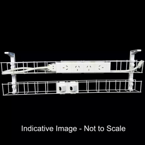 Picture of RAPIDLINE DUAL TIER CABLE BASKET 950MM / GPO X 4 / DATA TILES X 2 / LEAD LENGTH 1.5M