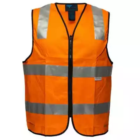 Picture of PRIME MOVER MW338 HI-VIS COTTON VEST ZIPPER CLOSURE REFLECTIVE TAPE ORANGE MEDIUM