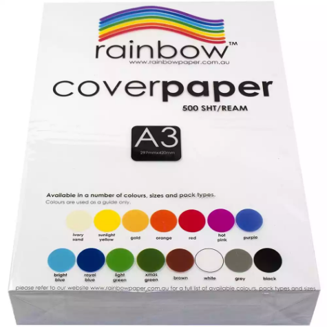 Picture of RAINBOW COVER PAPER 125GSM A3 WHITE PACK 500