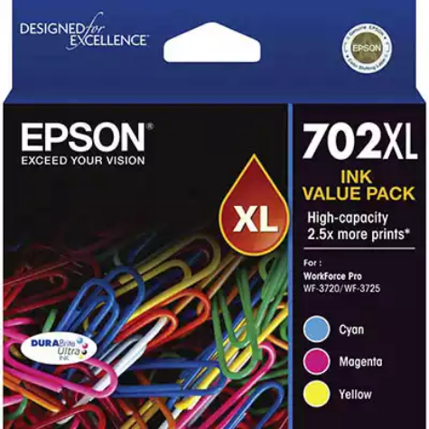 Picture of EPSON 702XL INK CARTRIDGE HIGH YIELD CYAN/MAGENTA/YELLOW