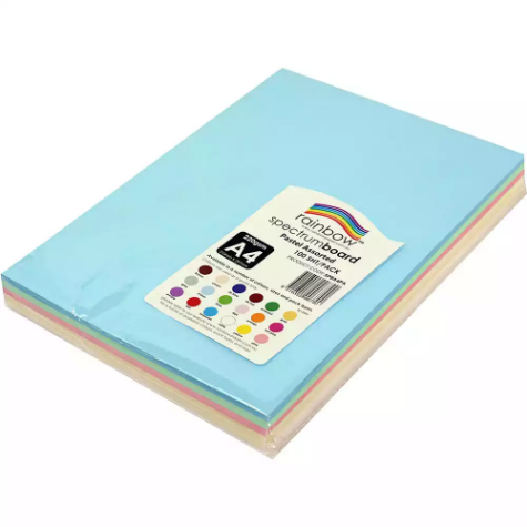 Picture of RAINBOW SYSTEM BOARD 150GSM A4 PASTEL ASSORTED PACK 100