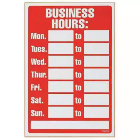 Picture of HEADLINE SIGN BUSINESS HOURS 203 X 305MM RED/WHITE