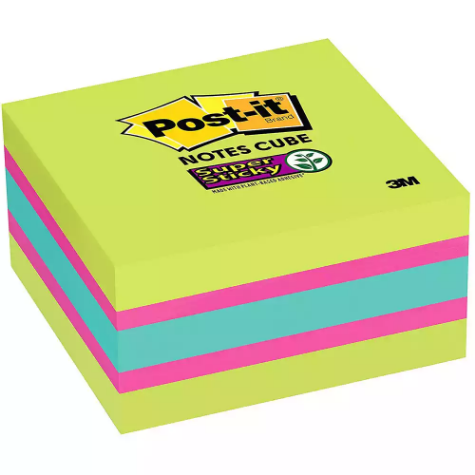 Picture of POST-IT 2027-SSGFA SUPER STICKY MEMO CUBE 76 X 76MM BRIGHT COLOURS