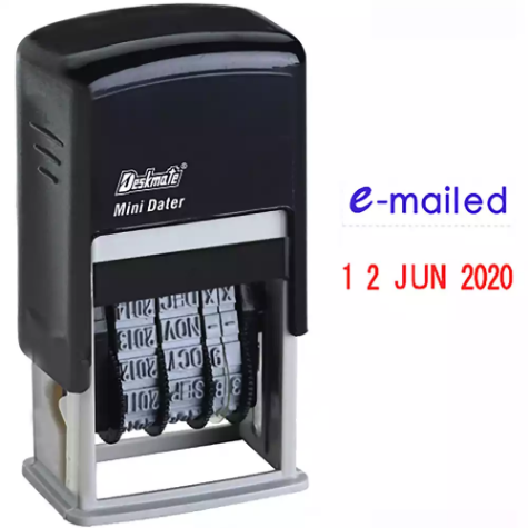 Picture of DESKMATE RP-2441LX SELF-INKING DATE STAMP EMAILED BLUE/RED