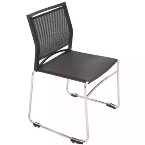 Picture of RAPIDLINE PMV STACKABLE VISITORS CHAIR SLED BASE POLY SEAT/MESH BACK BLACK