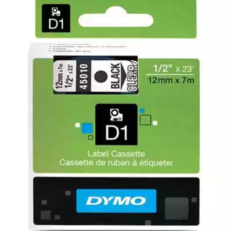 Picture of DYMO 45010 D1 LABELLING TAPE 12MM X 7M BLACK ON CLEAR