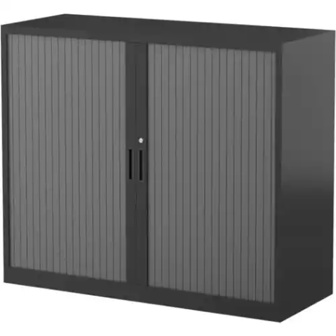 Picture of STEELCO TAMBOUR DOOR CABINET 2 SHELVES 1015H X 1200W X 463D MM BLACK SATIN