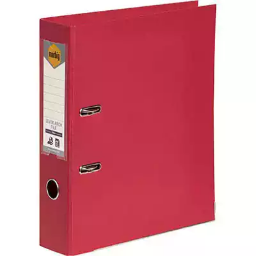 Picture of MARBIG LINEN LEVER ARCH FILE PE 75MM A4 DEEP RED