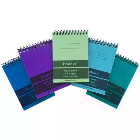 Picture of PROTEXT POCKET NOTE BOOK 60GSM 96 PAGE 110 X 78MM ASSORTED PACK 5